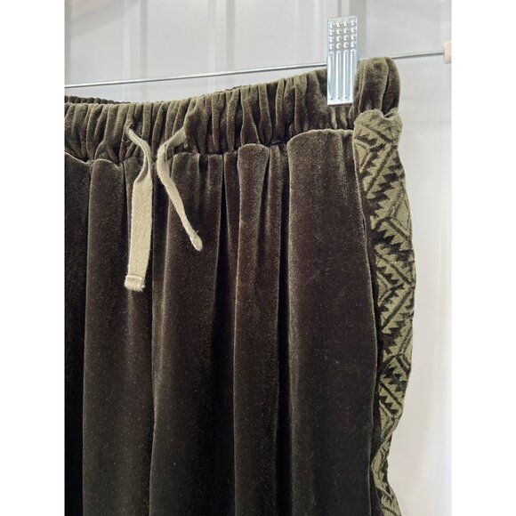 Driftwood Davey Embroidered Velvet Jogger Pants Womens M Green Polyester Blend - Picture 4 of 9
